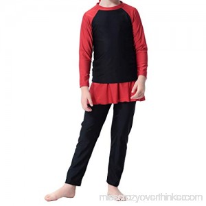 Acqrobe Girl's Muslim Swimwear with Swim Cap Modest Long Sleeve 2 Piece Set Black B07MYZ717C